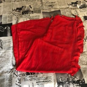 Red fringed wide leg pants